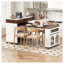 Table pour îlot de cuisine extensible avec plateau pliable, blanc crème et noyer Trefm Trexm-129020772