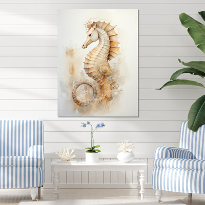 Hippocampe magique beige II sur toile