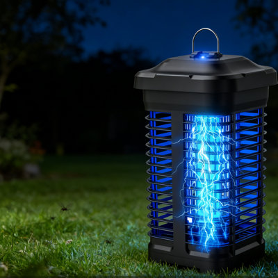 Smart Light Sensor Mosquito Zapper Indoor/Outdoor – 4300V Electric Grid, 18W UV Attraction Lamp, Covers 2300 Sq Ft, 2 Modes (Auto Dusk-To-Dawn/Manual), Child-Safe Mesh