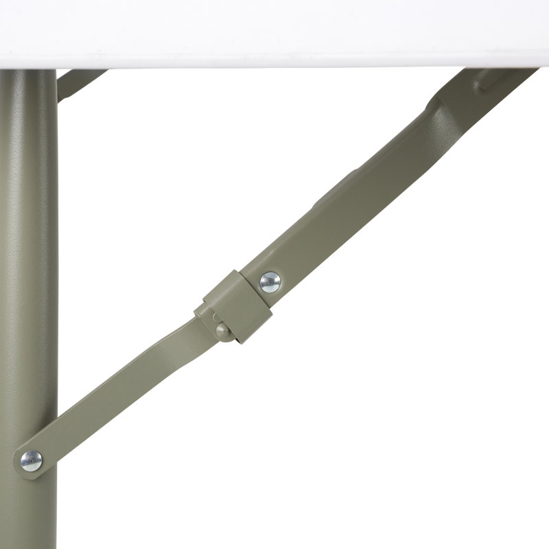 60-Inch White Round Plastic Table with Gray Steel Frame