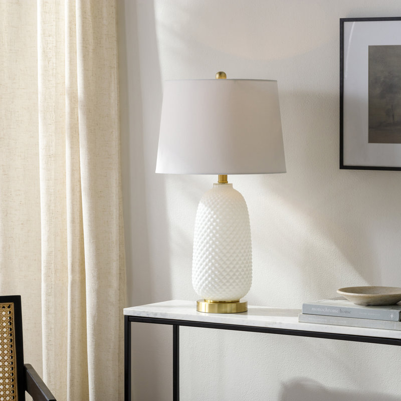 Lampe de table en verre peint Lesia Gatitske, Blanc