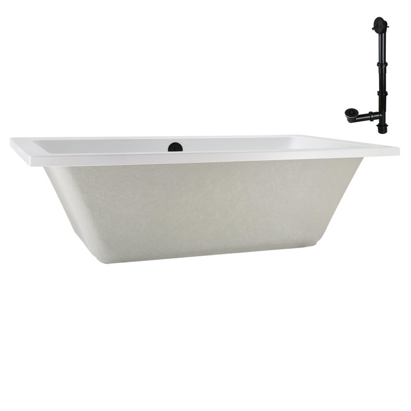 66'' x 34'' Acrylic Soaking Drop-In Bathtub, Drain Included, Matte Oil Rubbed Bronze