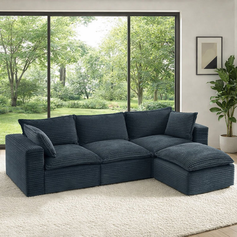 109.4" Cloudy Sectional Frameless Couch, No Assembly Required, Modern Modular Sofa With Deep Seat, Upholstered Couches For Living Room Bedroom