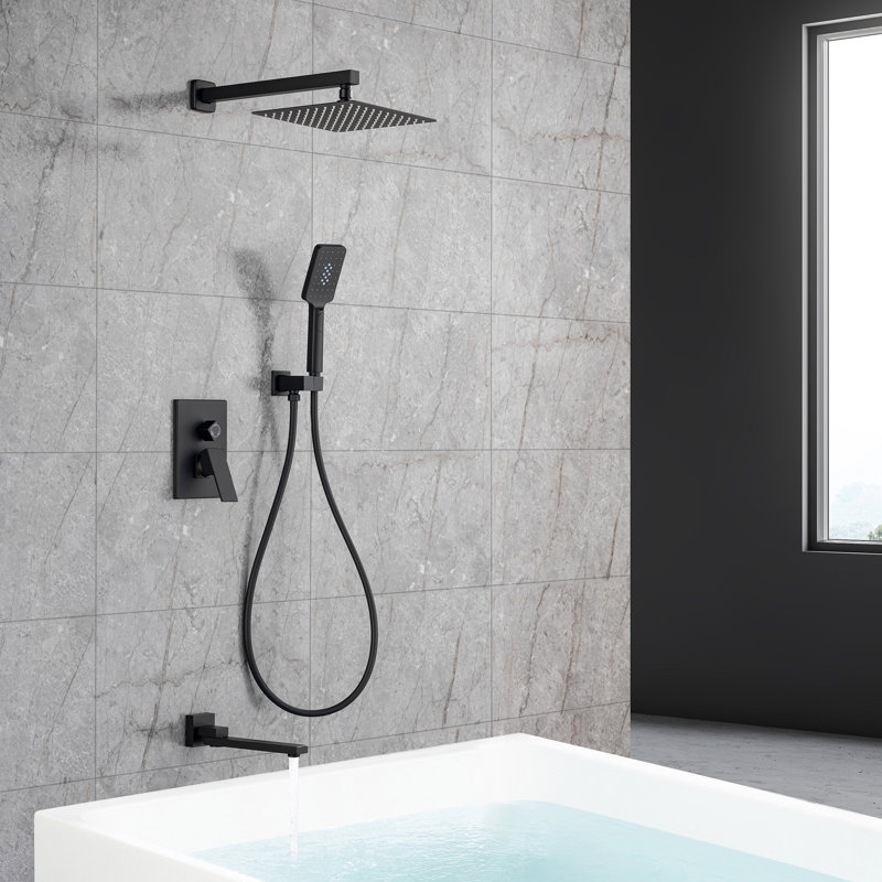 Système de douche complet avec valve brute, Noir