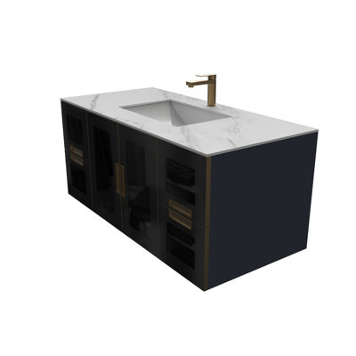 Swaneus 48'' Single Bathroom Vanity with Porcelain Top