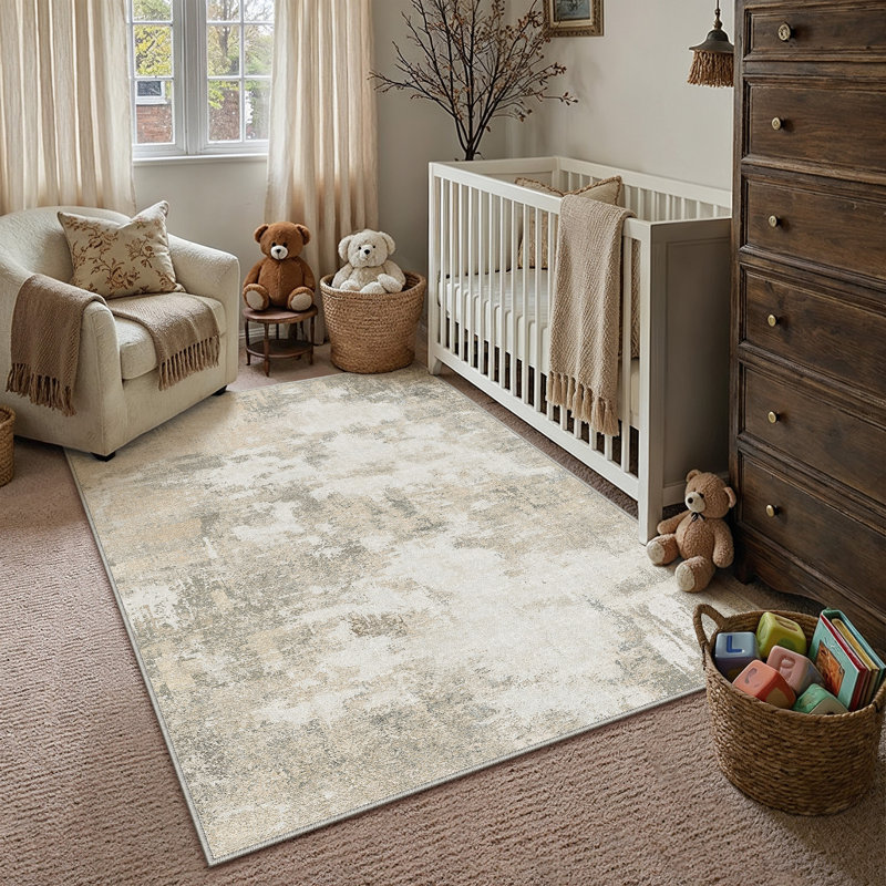 Tapis abstrait moderne Arden, Beige, Rectangle 3'6" x 5'6"