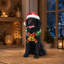 Figurine de chiot père Noël illuminé avec couronne DEL et clochettes