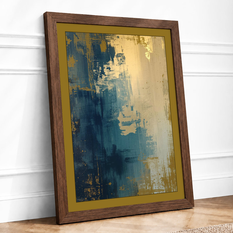 Teal Depths Abstract - Print, A2 - 59.4 x 42.0 cm, Walnut