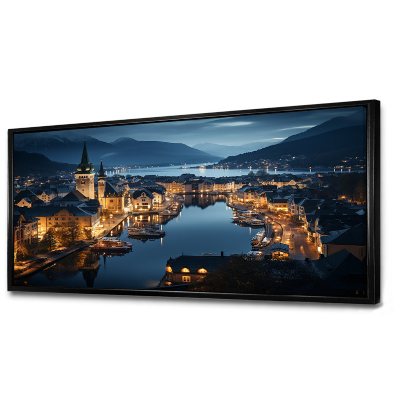 Faux de l'Allemagne, Allemagne, Alesund, art mural, Cadre flottant noir, H 28 po x l 60 po x P 1,5 po