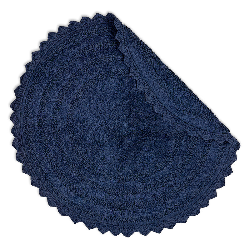 Lisk Cotton Blend Bath Rug, Blue