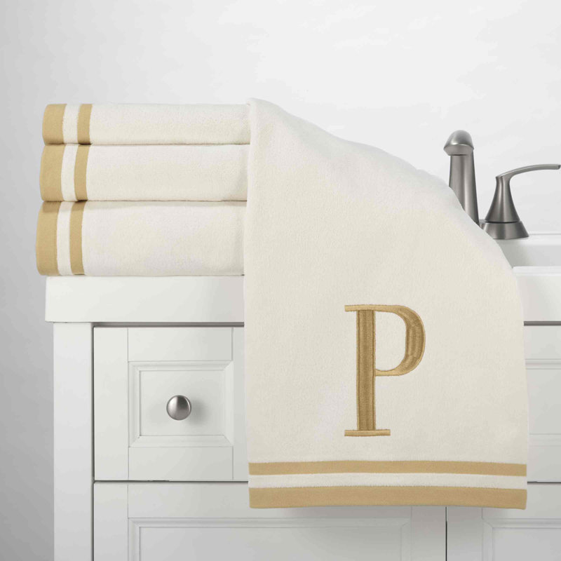 GRY/IVR Monogram Towel Set, 3 Piece Towel Set, Ivory
