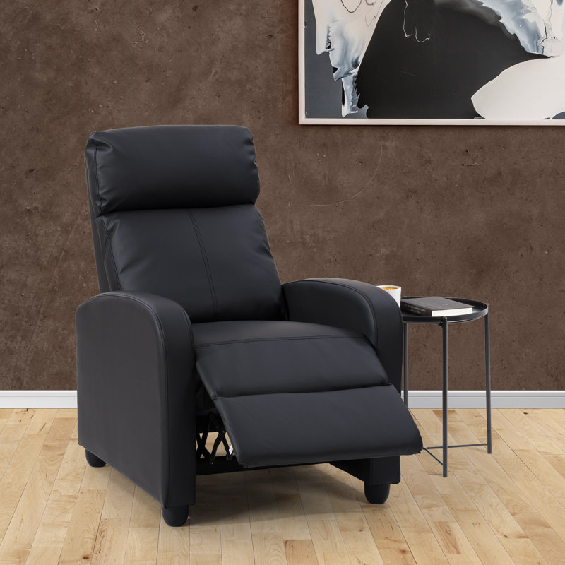 Faux Leather Recliner, Black Faux Leather