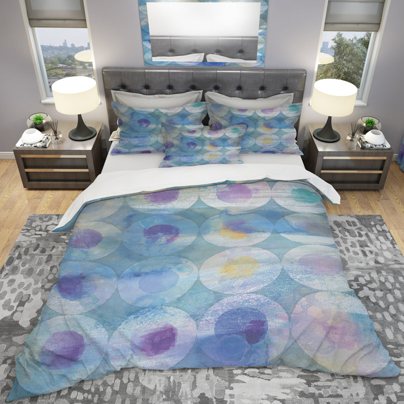 Polyester Weave / Muslin Geometric Shapes Duvet Cover, King Duvet Cover + 2 Shams