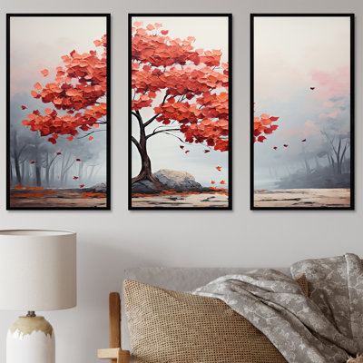 Fiery Red Maple Tree - ensemble d'œuvres d'art mural érable