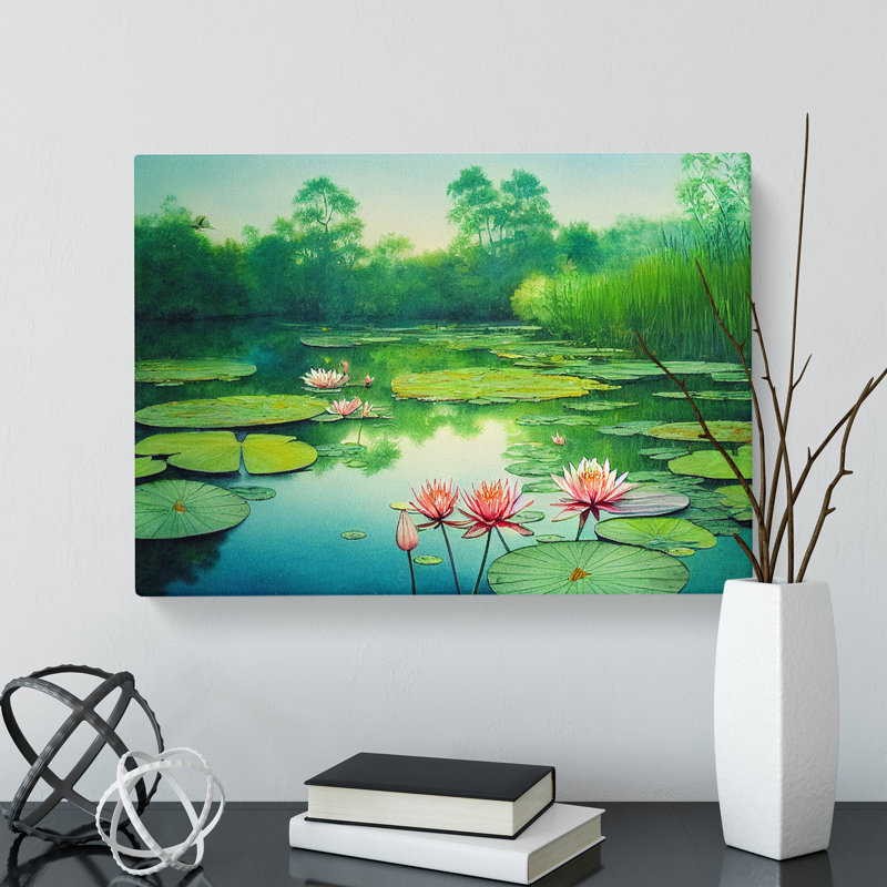Lily Pond Watercolour Vol.1 - Wrapped Canvas, 35cm H x 50cm W x 3cm D