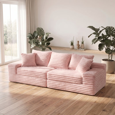 Très grand canapé-lit sans assemblage avec porte-gobelet, poches latérales et coussins pour le salon et la chambre à coucher