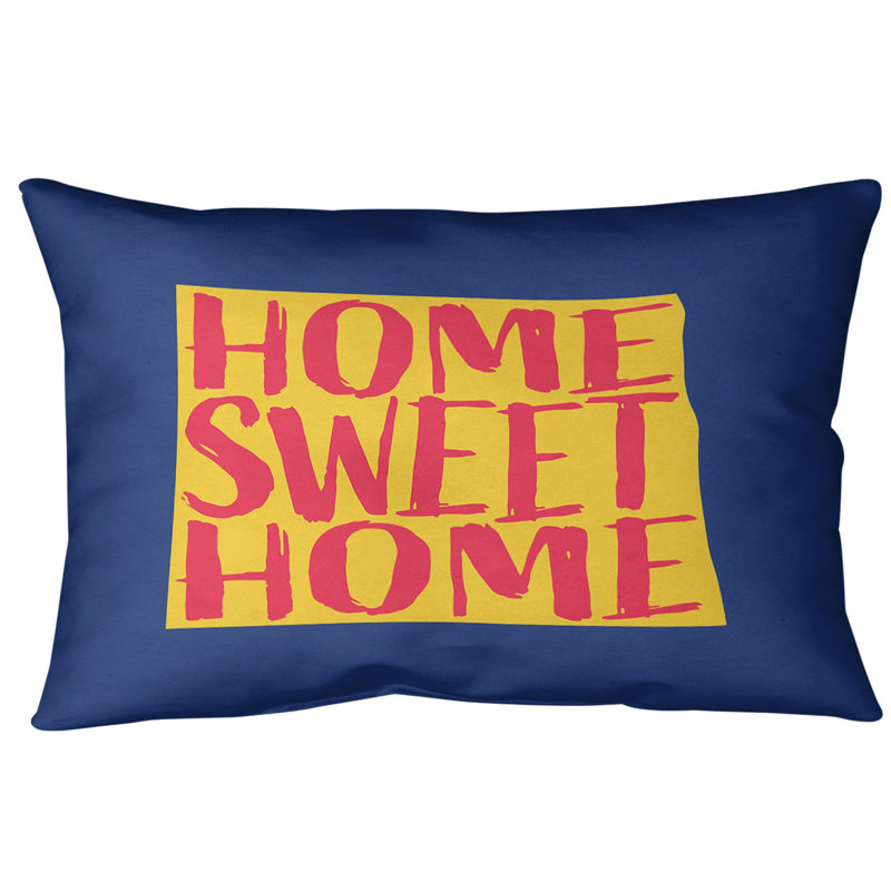 Outdoor Reversible Throw Pillow, Navy/Red/Yellow, North Dakota