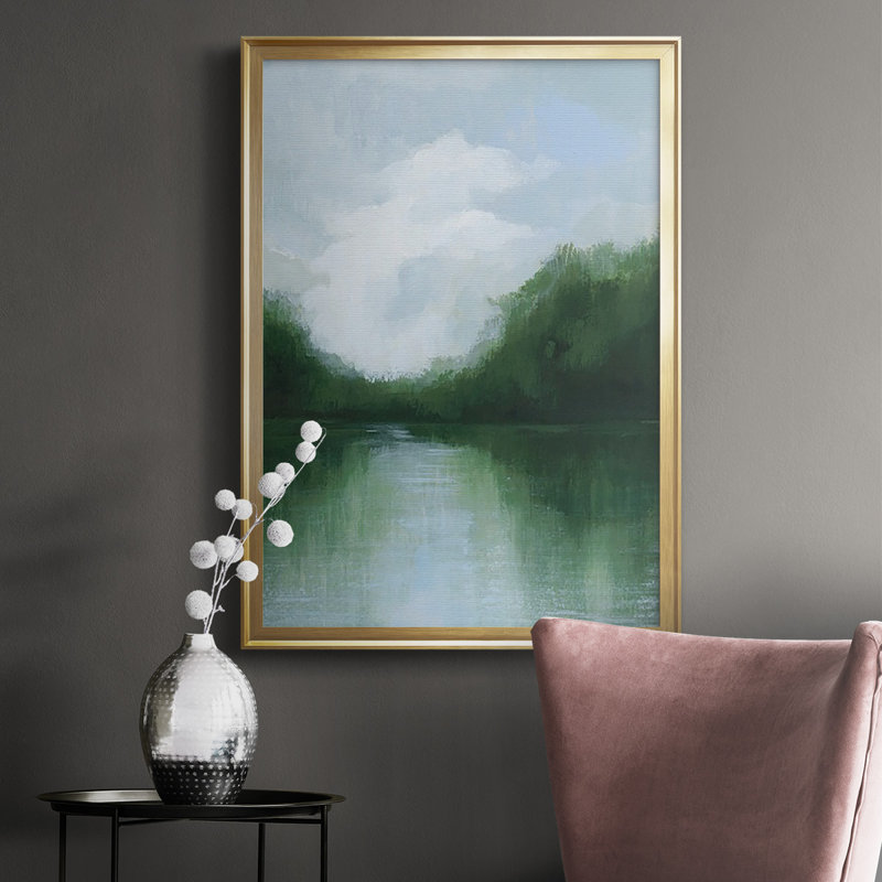 «Mossy Reflections II», reproduction encadrée de qualité supérieure - prête à être accrochée, Or