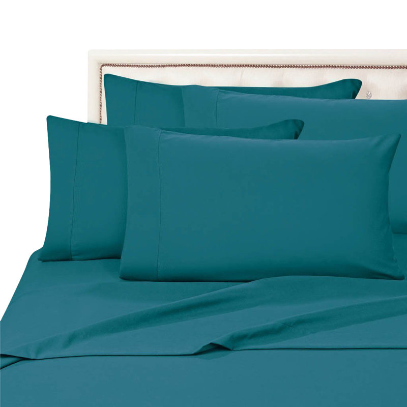 Ensemble de draps en polyester 1500 fils, Turquoise, Ensemble de draps pour lit double