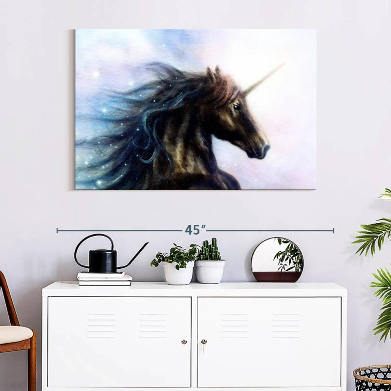 Kelan Black Unicorn, 26" H x 39" W
