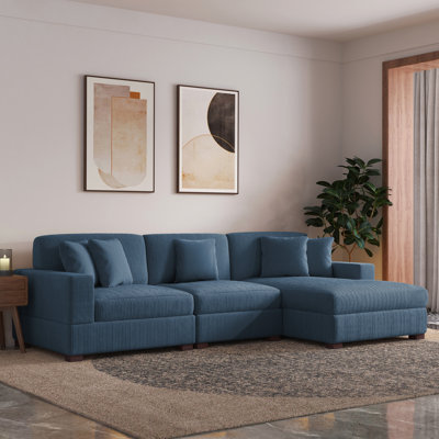 Milbrey 3-Piece Corduroy Modular Sectional with Loose Back