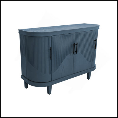 Armoire-bar moderne avec console de rangement moderne en bois de 47,2 pouces avec 4 portes et tablettes intérieures réglables pour le salon, la cuisine, la chambre à coucher et le couloir (bleu)