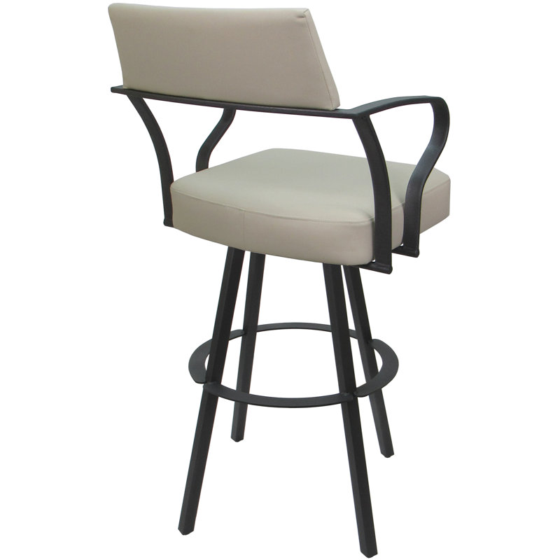 Tabouret de bar pivotant en métal 34 po Keiley, Beige, Gris