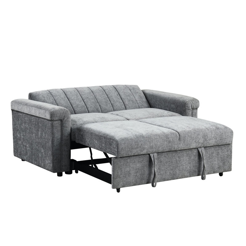 Lit convertible convertible pour deux personnes, structure en bois, tissé gris, dossier réglable, relax, l 63 po x P 91,7 po x H 31,5 po, capacité de poids de 250 lb 21 personnes, tissu tissé, assise, siège confortable,