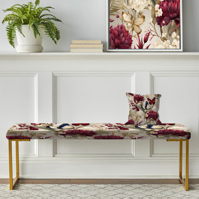 Papillon Patterns - Animal Print Upholstered Gold Bench