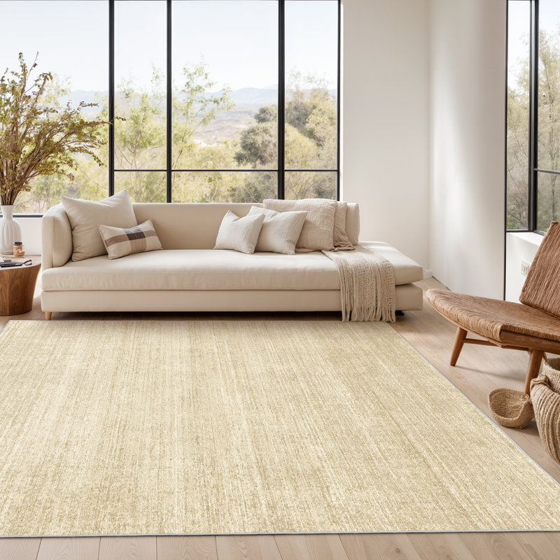 Tapis lavable à rayures rétro antidérapant, Brown, Rectangle 5 pi x 7 pi