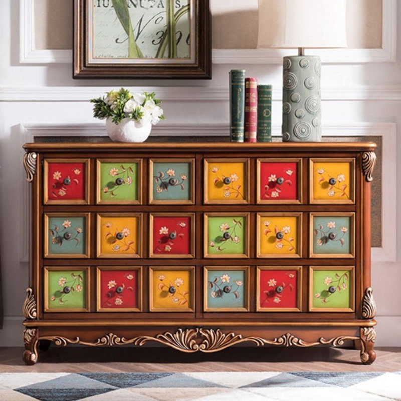 Brown+Red+Green+Blue+Yellow Solid + Manufactured Wood Accent Cabinet, Brown/Red/Green/Blue/Yellow