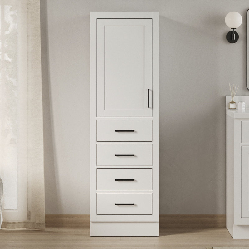 Tidworth 65" H x 20" W Solid Wood Linen Cabinet, White