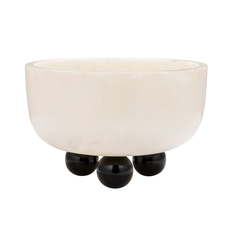 Round Marble Resin Bowl With Ball Feet