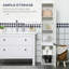 Meuble de rangement étroit pour salle de bain avec tablettes ajustables, blanc