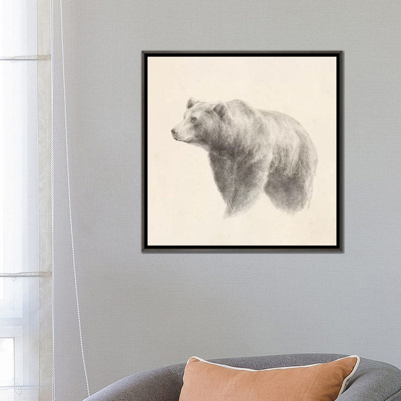 "Western Bear study" par Ethan Harper, reproduction d’art, Toile avec cadre gris foncé, Pas de tapis