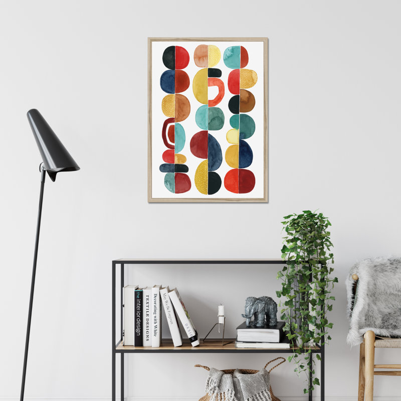 Midcentury Sunrise II by Grace Popp - Painting, 95cm H x 65cm W, Natural Wood Framed Paper Print