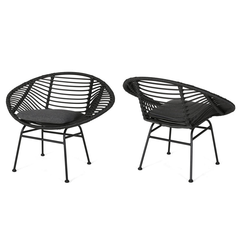 Contemporary Basket Chair For Outdoor Enjoyment - Grey, Iron + Plastic, 29.12 In. Tall, 22.97 Wide, 36.05 Deep, 11.61 Lb, Assembly Required Elegant Areas Steel
