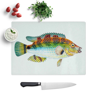 Glass Goldfinny Fish by Edward Donovan Chopping Board