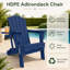 Chaise Adirondack pliante bleu marine en PEHD résistante aux intempéries avec porte-gobelet pour terrasse et jardin-117807816
