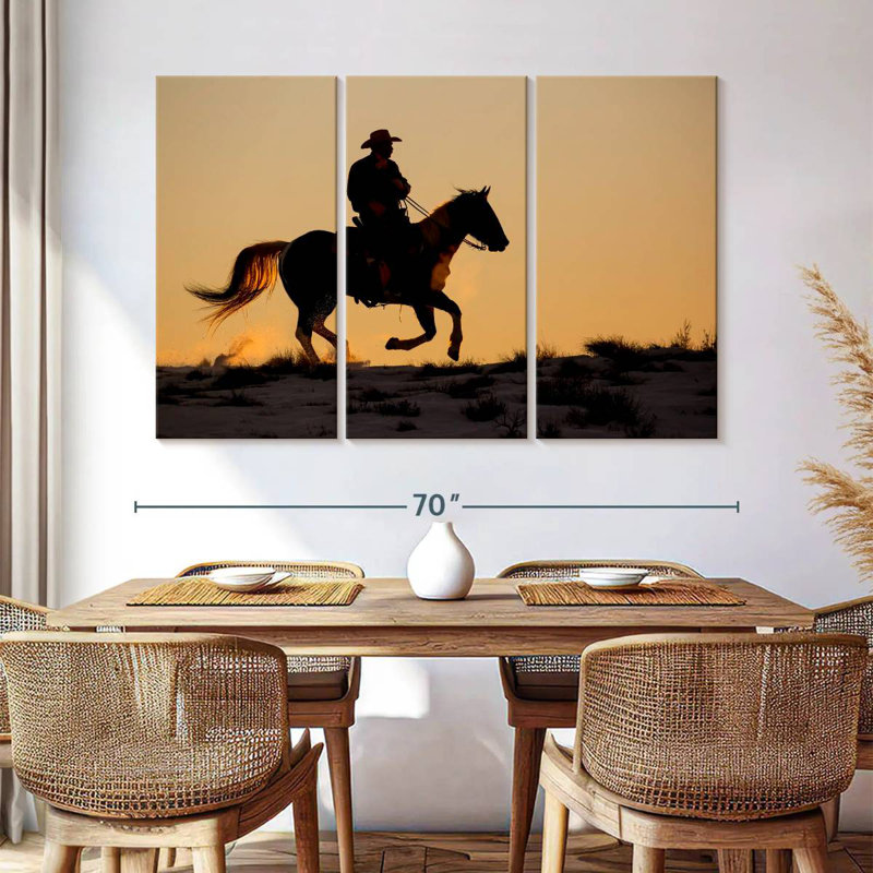 Lelar Cowboy On Horse, 42" H x 65" W