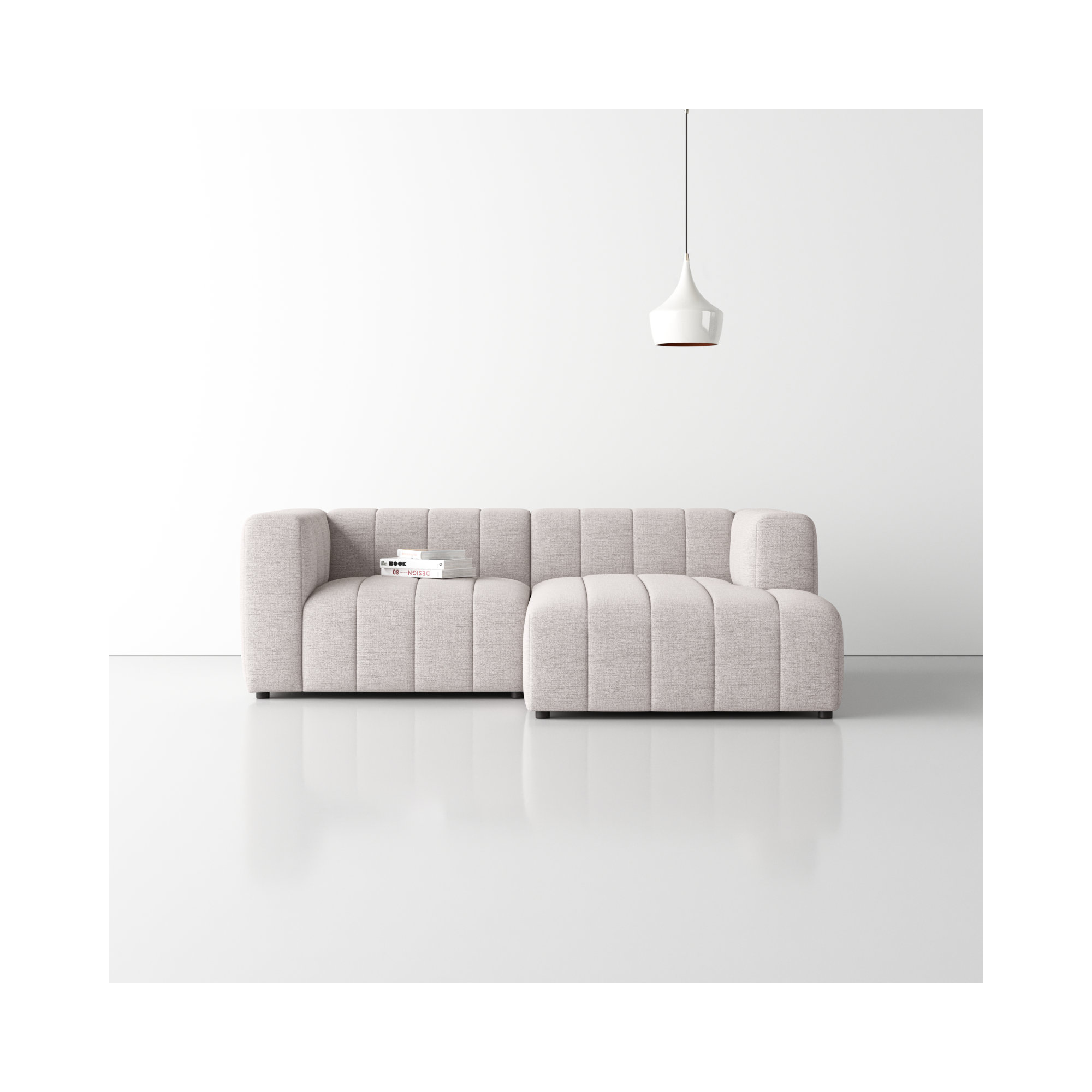 Bowry 88" Wide Sofa & Chaise, Right Hand Facing, Gray Polyester