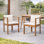 Ensemble de chaises de salle à manger d'extérieur 2 pièces en bois avec accoudoirs courbés et coussins confortables pour le patio