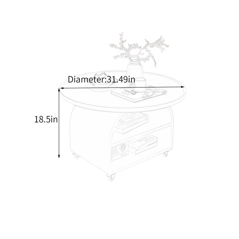 1 table basse simple, H 18,5 po x L 31,49 po x l 31,49 po, Blanc