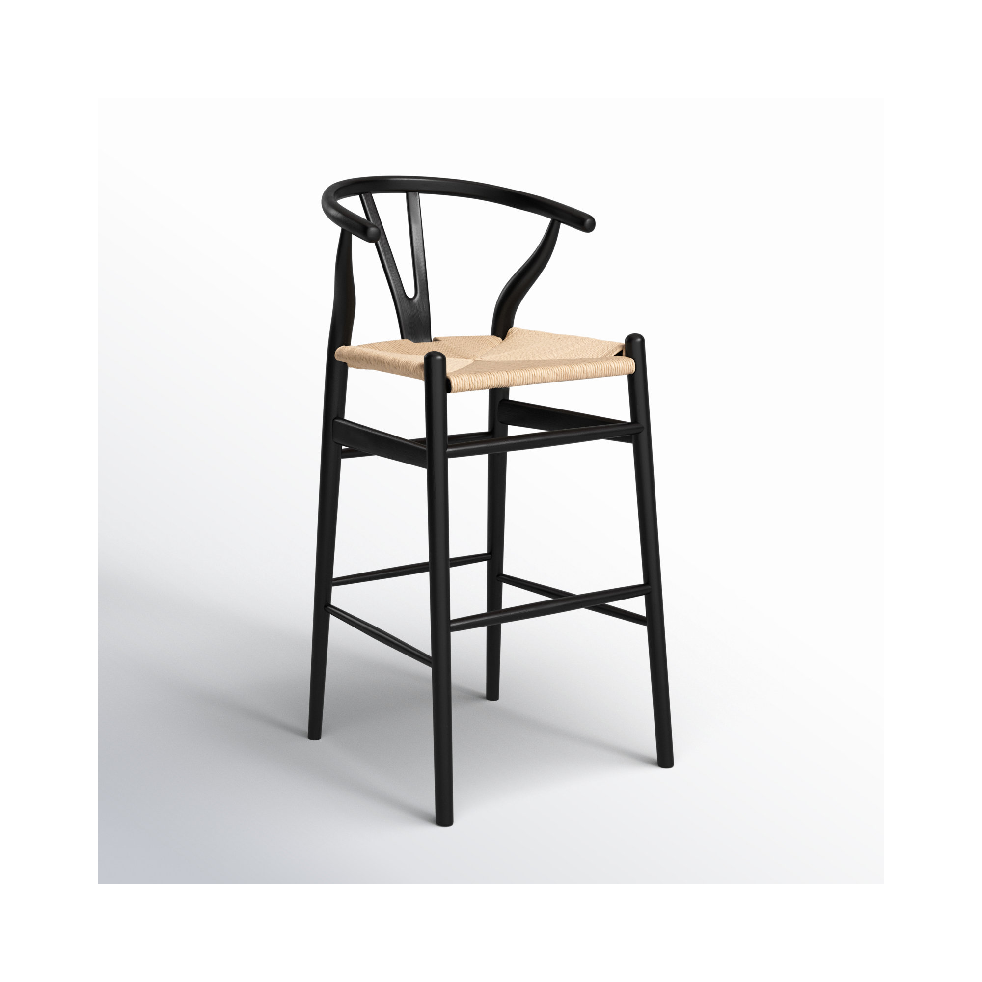 Fairbanks Solid Wood Bar/Counter Stool, Black, Bar Stool (30.3" Seat Height), Natural