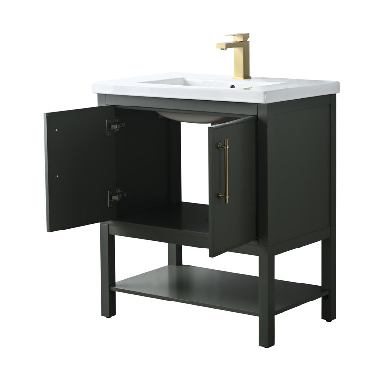 Ensemble de meuble-lavabo simple 30 po Jewell, Vert rétro / laiton antique