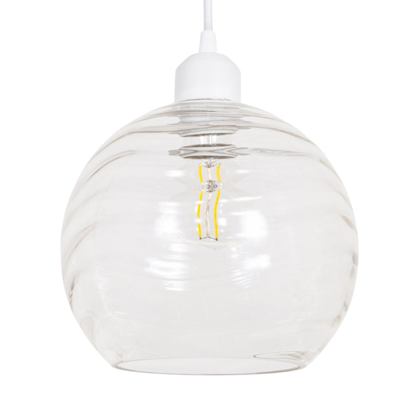 Modern Designer Circular Ribbed Glass Non Electric Pendant Lamp Shade, Clear