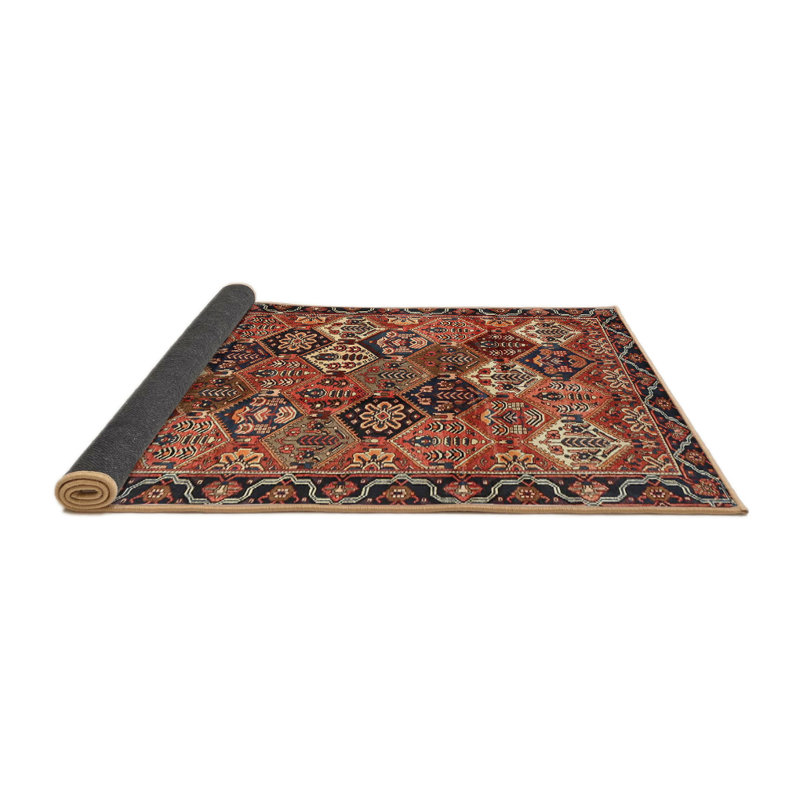 Tapis traditionnel rouge / noir Droz, Rond 5 pi