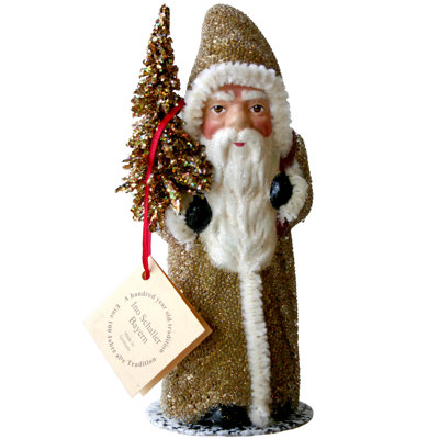  Schaller Santa Claus Figurine Gold Coat Holiday Decor