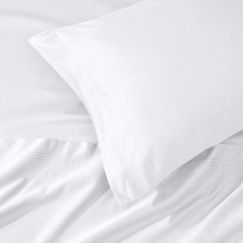 Ensemble de draps en coton égyptien 1000 fils Bba, Blanc, Ensemble de draps pour très grand lit avec 2 taie
