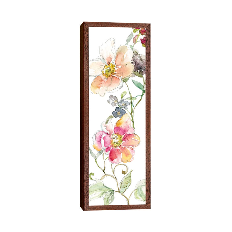 Trailing Blooms II by Carol Robinson - Panoramic Print on Canvas, 121.92 cm H x 40.64 cm W, Classic Brown Wood Framed